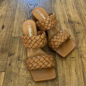 Braided square toed heel sandals